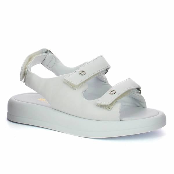 

Białe skórzane sandały damskie CARINII B9068-L46-000-000-000