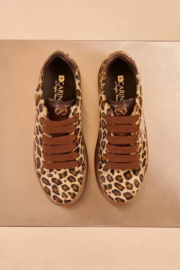 Zobacz Sneakersy w panterkę z naturalnym włosiem CARINII--B10466-T53-000-000-G74