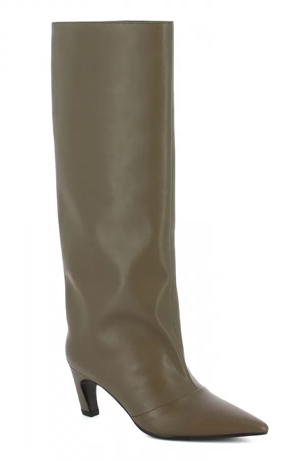 Zobacz Kozaki skórzane w modnym kolorze khaki CARINII--B10512-557-000-000-000