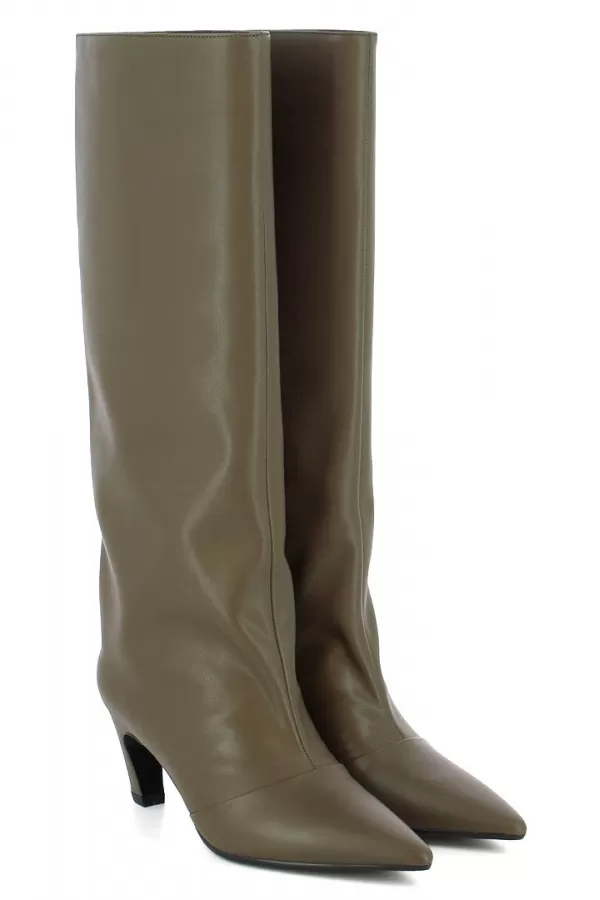 Zobacz Kozaki skórzane w modnym kolorze khaki CARINII--B10512-557-000-000-000