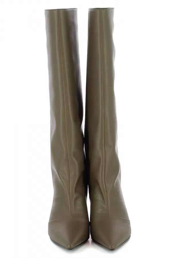 Zobacz Kozaki skórzane w modnym kolorze khaki CARINII--B10512-557-000-000-000