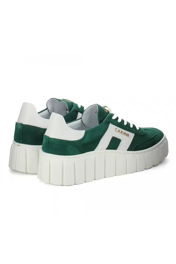 Zobacz Zielone zamszowe sneakersy CARINII--B10013-T75-L46-000-E68