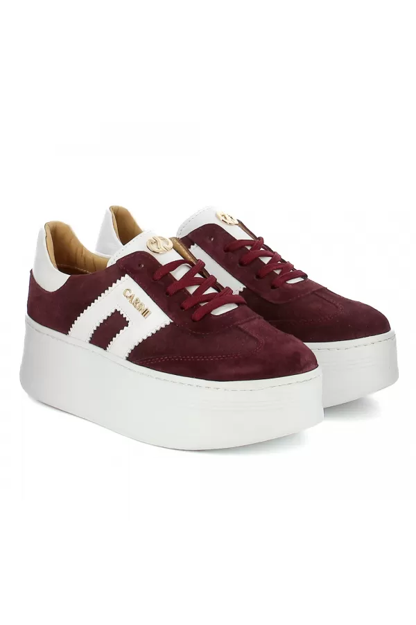 Zobacz Bordowe sneakersy zamszowe CARINII--B9992-B36-000-000-G73