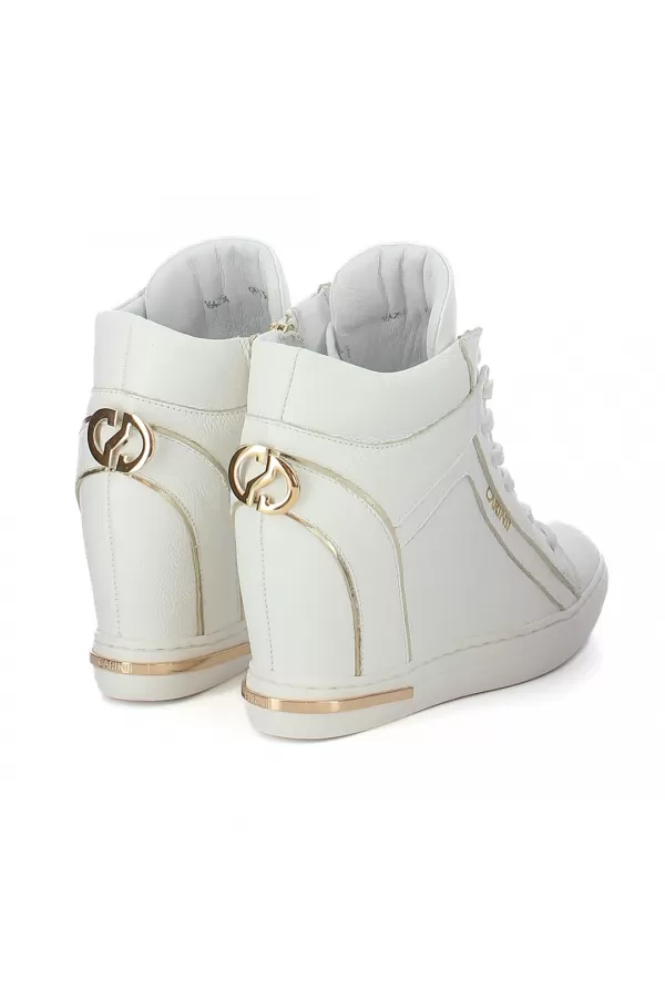 Zobacz Białe sneakersy na koturnie CARINII--B9470-I81-B15-000-B88
