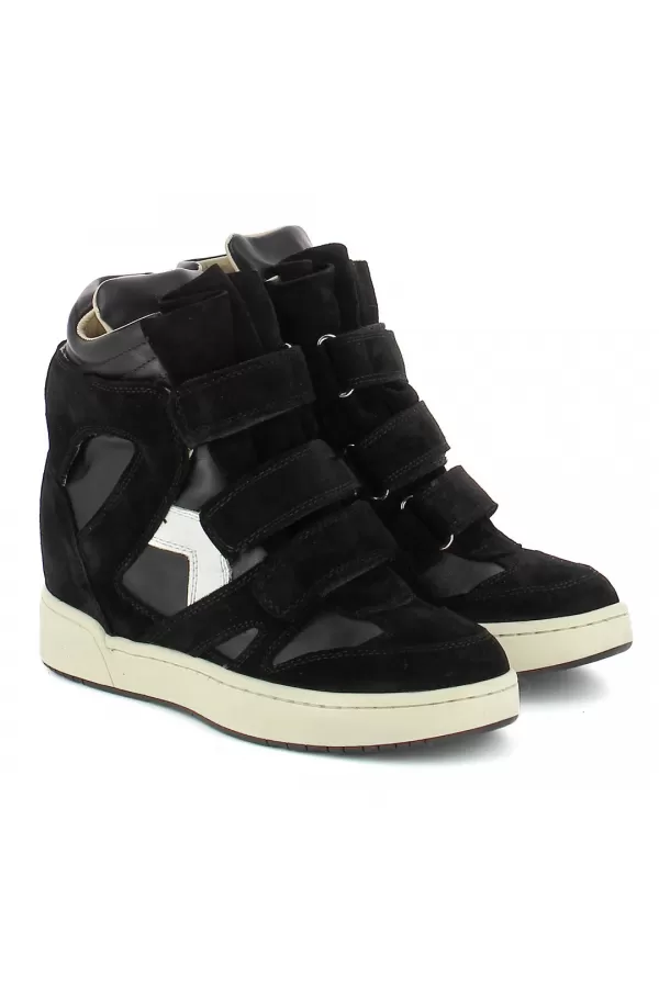 Zobacz Czarne zamszowe sneakersy na koturnie CARINII--B10351-063-000-000-000