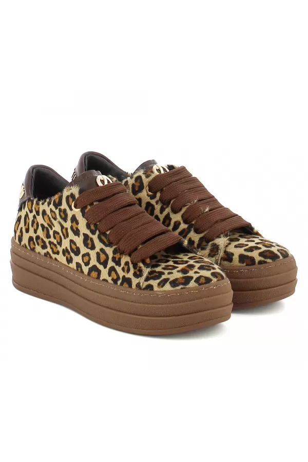 Zobacz Sneakersy w panterkę z naturalnym włosiem CARINII--B10466-T53-000-000-G74