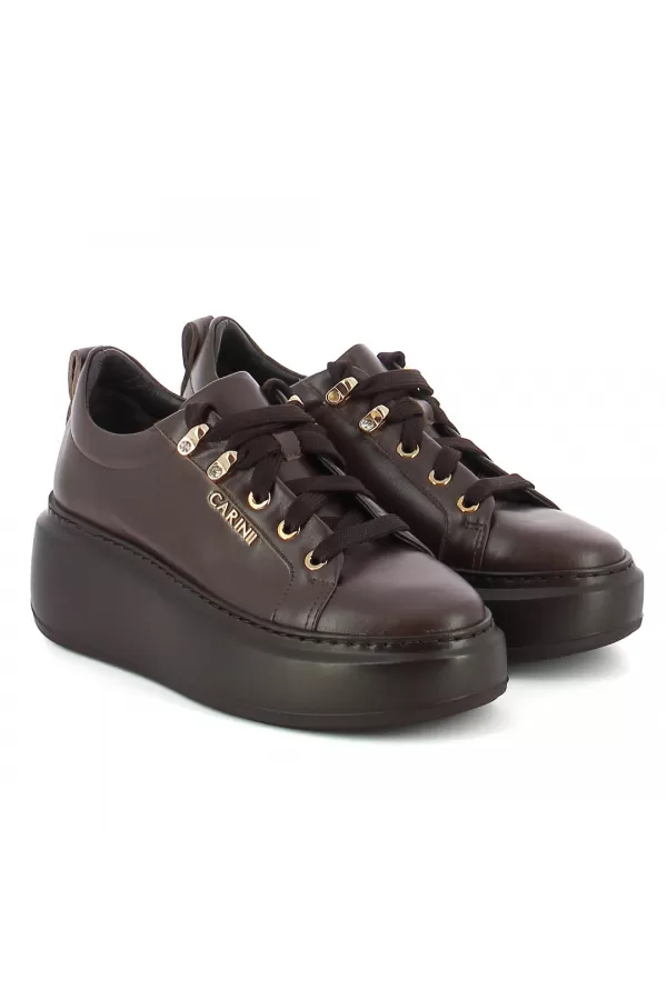 Zobacz Brązowe skórzane sneakersy CARINII--B8939-T82-000-000-F69