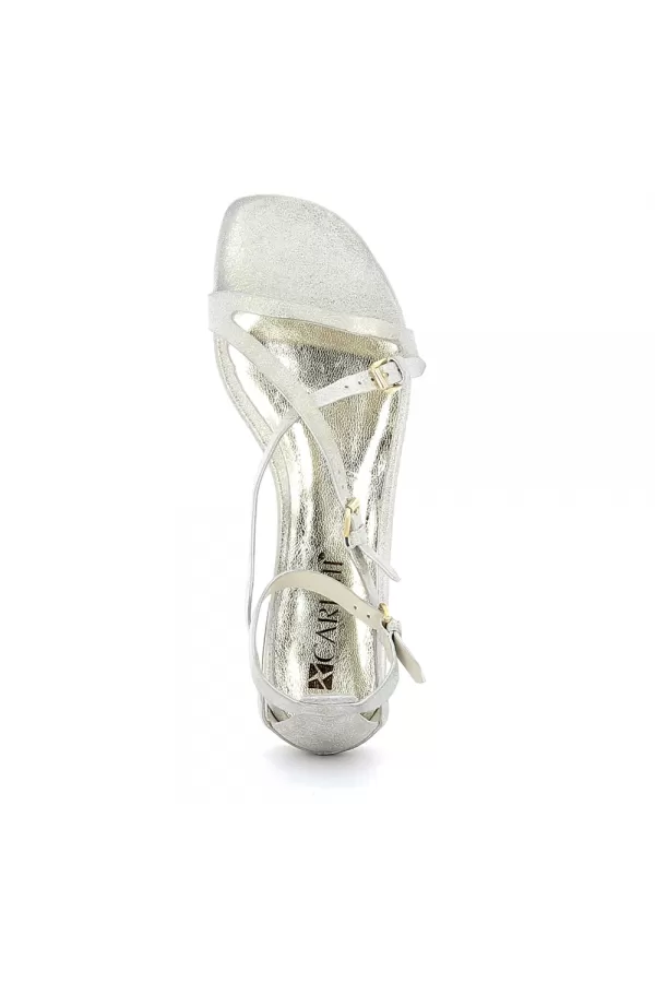 Zobacz Złote sandały damskie z klamrami CARINII--B5382-F76-000-000-D68