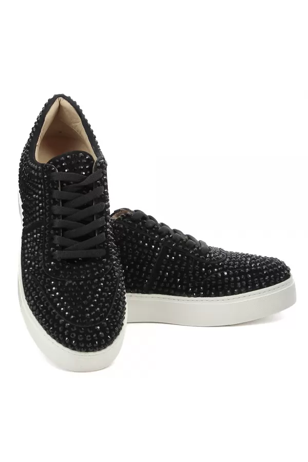Zobacz Czarne zamszowe sneakersy z cyrkoniami CARINII--B6392-063-000-000-000
