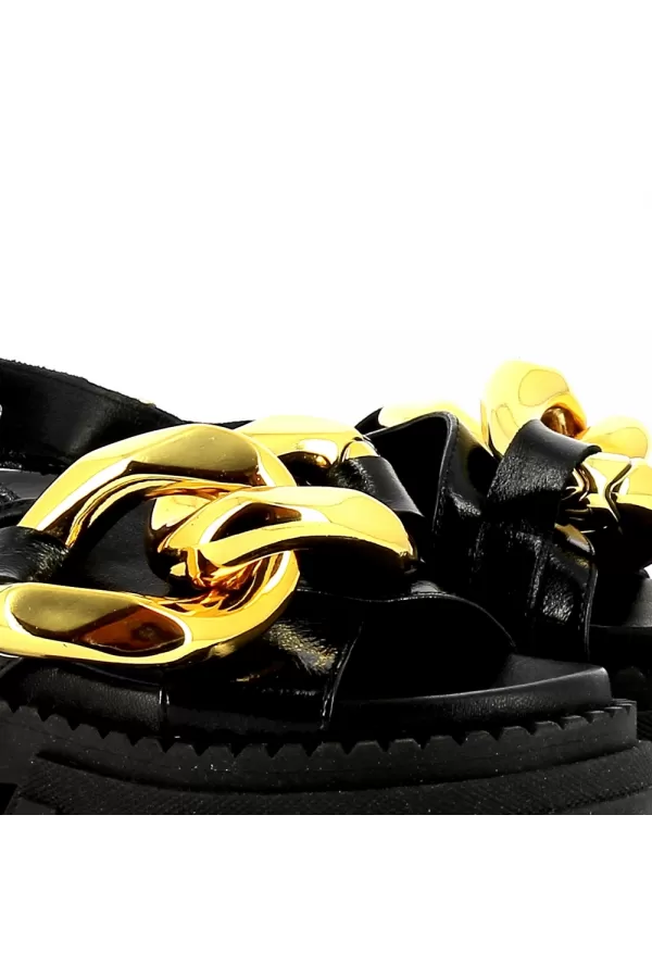 Zobacz Czarne sandały skórzane na grubej podeszwie CARINII--B7232-070-H20-000-E49