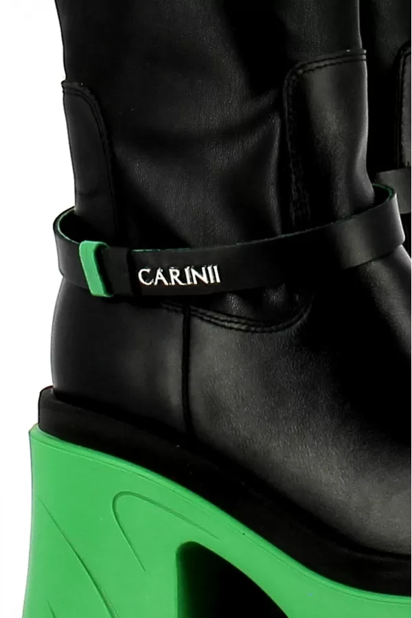 Zobacz Czarne kozaki na zielonej podeszwie  CARINII--B7746-E50-000-000-E90