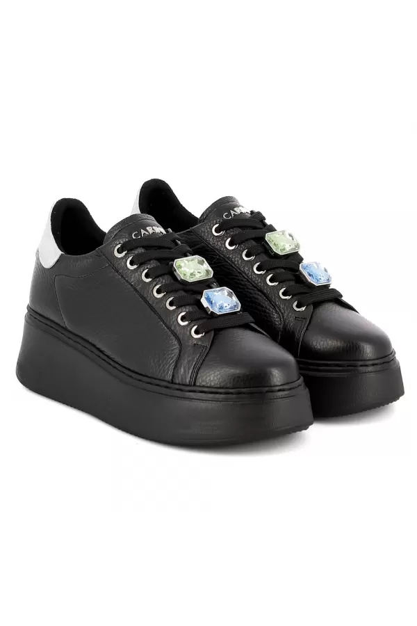 Zobacz Czarne skórzane sneakersy CARINII--B8775-J23-000-000-F69