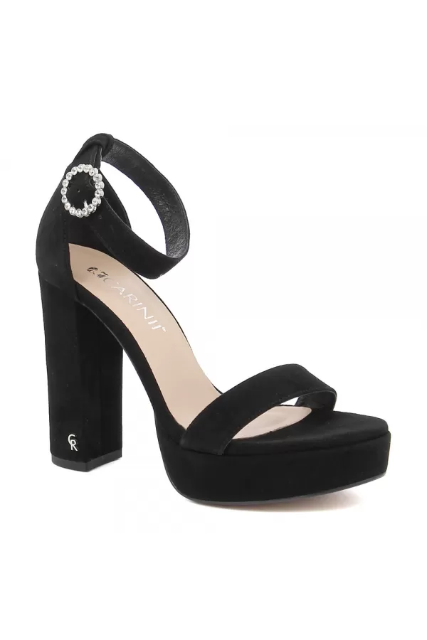 Zobacz Czarne sandały na słupku CARINII--B9033-063-000-000-F86