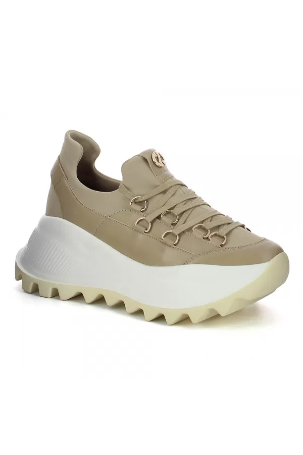 Zobacz Beżowe sneakersy na białej platformie CARINII--B9458-T43-000-000-F92