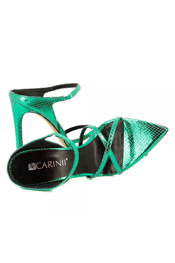 Zobacz Zielone skórzane sandały damskie CARINII--B6398-183-000-000-000