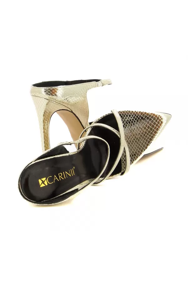 Zobacz Złote skórzane sandały damskie CARINII--B6398-180-000-000-000