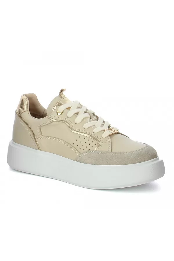 Zobacz Beżowe sneakersy na białej platformie CARINII--B9977-491-180-000-000