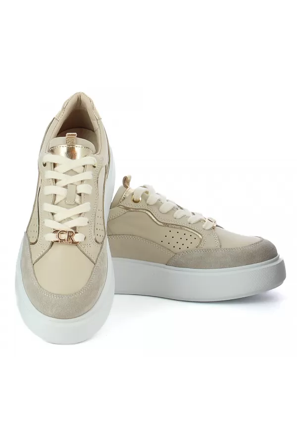 Zobacz Beżowe sneakersy na białej platformie CARINII--B9977-491-180-000-000