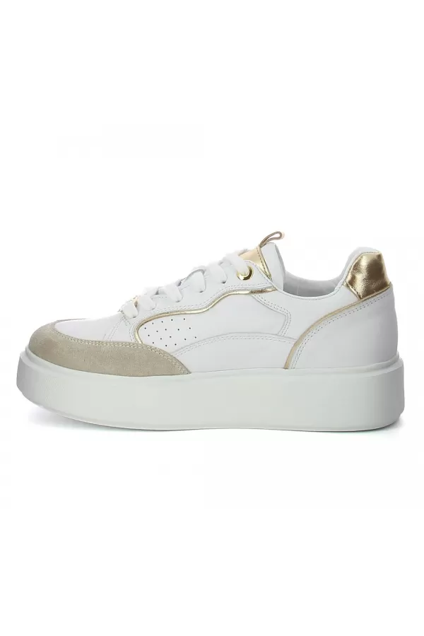 Zobacz Białe skórzane sneakersy na platformie CARINII--B9977-491-187-180-000