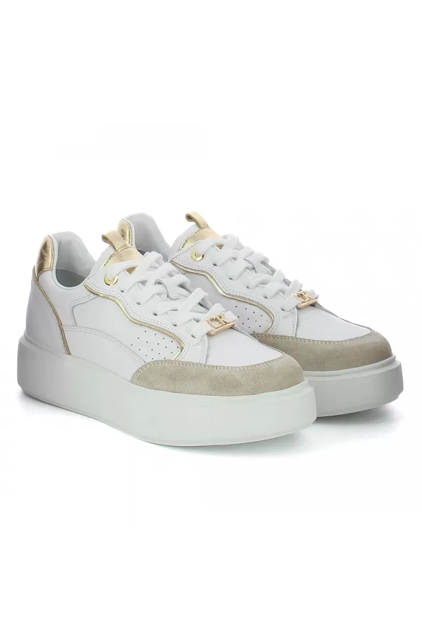 Zobacz Białe skórzane sneakersy na platformie CARINII--B9977-491-187-180-000