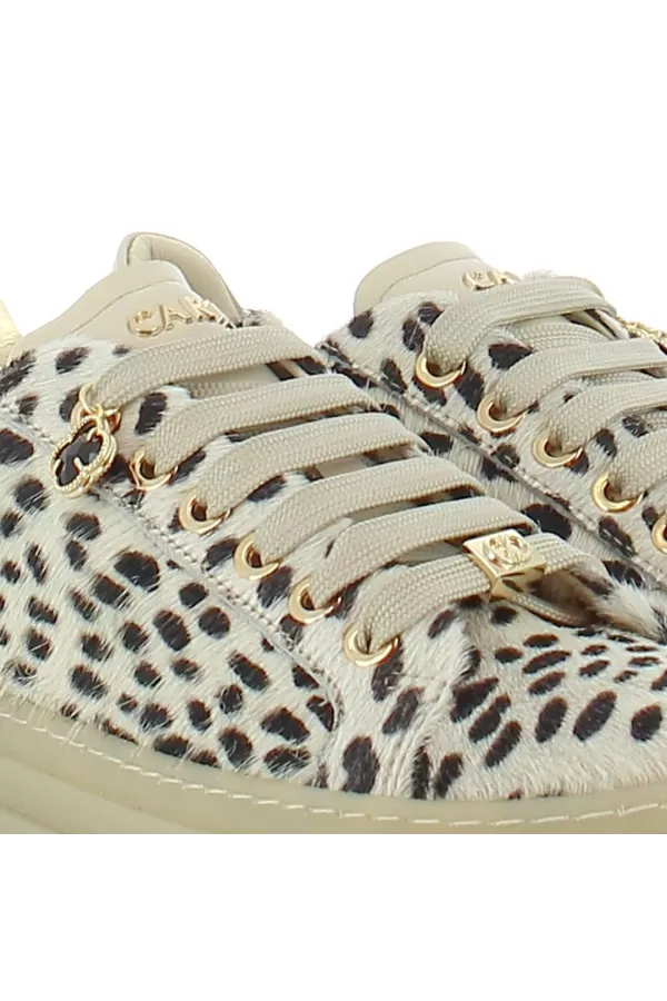Zobacz Beżowe sneakersy skórzane z naturalnym włosiem CARINII--B10467-U01-000-000-000
