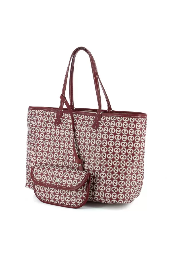 Zobacz Bordowa torebka typu shopper w monogram -- LAURIE