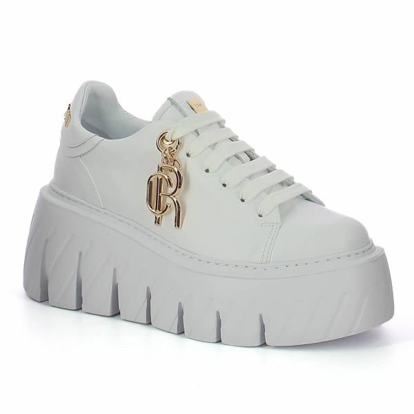 

Białe sneakersy na platformie CARINII B10462-L46-000-000-G75