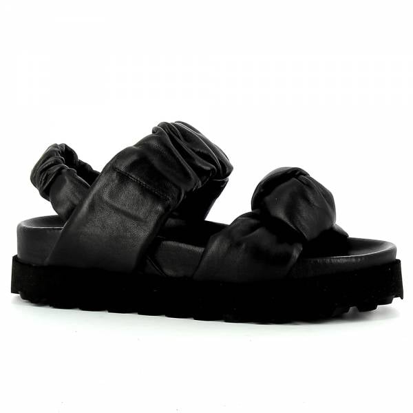 

Czarne sandały damskie z gumkami CARINII B7352-E50-000-000-D69