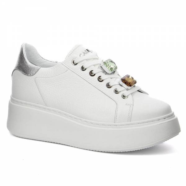 Białe sneakersy skórzane CARINII B8775-I81-K45-000-F69