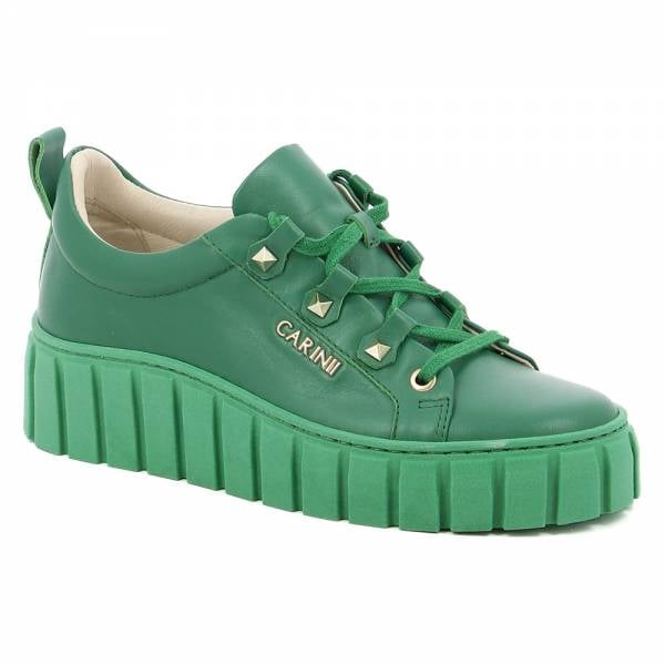 

Zielone skórzane sneakersy CARINII B8796-S64-000-000-E68