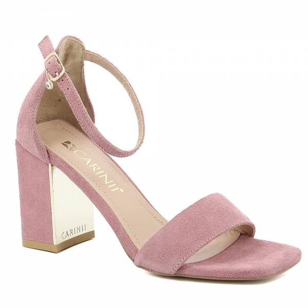 

Różowe sandały zamszowe CARINII B8840-420-000-000-F78
