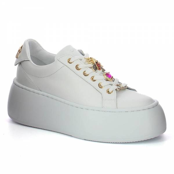 

Białe sneakersy z ozdobami CARINII B9040O-L46-000-000-G23