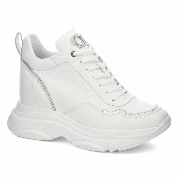 Białe sneakersy na koturnie CARINII B9061-I81-S58-000-D40