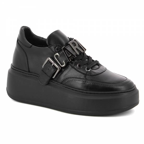 

Czarne skórzane sneakersy damskie CARINII B9075-E50-000-000-F75