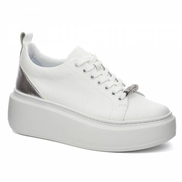 

Białe skórzane sneakersy na platformie CARINII B9119N-I81-080-000-F69