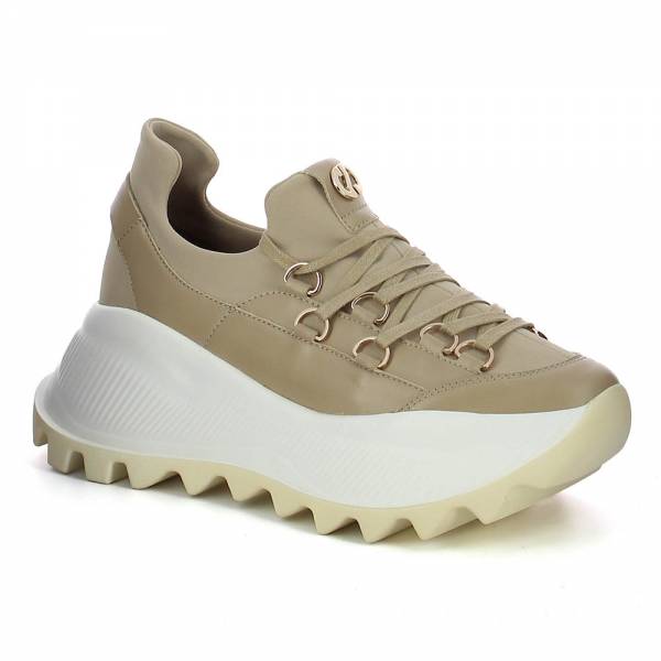 

Beżowe sneakersy na białej platformie CARINII B9458-T43-000-000-F92